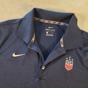 Nike Dri-FIT USA Soccer Polo Shirt Men's Small Navy Blue Performance